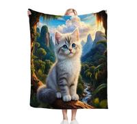 Nuphtun Coperta Pile 150x200 Animale Gatto, Coperta 3D in Peluche 150x200 cm | Misura Matrimoniale, Perfetta per Letto a Due Piazze e Serate in Famiglia, Regala Comfort Avvolgente D161