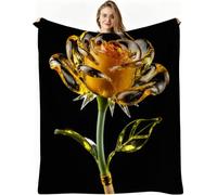 Nuphtun Coperta Pile 180x200 cm Fiore Giallo, Coperta 3D in Peluche Misura Matrimoniale, Perfetta per Letto a Due Piazze e Serate in Famiglia, Offre un Comfort Avvolgente, AW7156