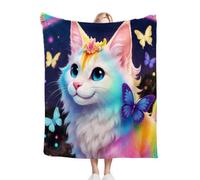 Nuphtun Coperta Pile Singolo 130x150 Animale Gatto, Coperta in Peluche Microfibra 130x150 cm | Morbidezza Estrema e Lavabile in Lavatrice, Ideale per Divano e Relax Serale D17