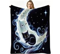 Nuphtun Coperta Pile Singolo 130x150 cm Luna Crescente Nera, Coperta in Peluche Microfibra, Morbidezza e Pelle Amica, Lavabile in Lavatrice, Perfetta per Divano e Momenti di Relax, AW2390