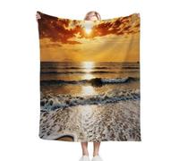 Nuphtun Coperta Pile Singolo 130x150 cm Spiaggia Gialla, Coperta in Peluche Microfibra, Morbidezza e Pelle Amica, Lavabile in Lavatrice, Perfetta per Divano e Momenti di Relax, AQ6572