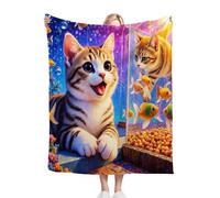 Nuphtun Coperta Plaid Matrimoniale in Pile 150x200Animale Gatto, Coperta 3D Effetto Peluche 150x200 cm | Formato Matrimoniale, Ideale per Letti a Due Piazze e Serate Film D36