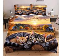 Nuphtun Copripiumino Extra Long 240x260 cm Animali Gatti, Set Stampa 3D con 2 Federe | Microfibra Ultra Performance e Confortevole, Qualità Superiore e Design Unico B162