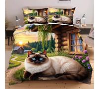 Nuphtun Copripiumino Extra Long 240x260 cm Gatti Animali, Set Stampa 3D con 2 Federe | Microfibra Ultra Performance e Confortevole, Qualità Superiore e Design Unico B292