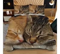 Nuphtun Copripiumino Matrimoniale 240x260 Gatto Giallo, Reversibile Microfibra Matrimoniale Copripiumini 240x260, Stampa 3D Biancheria da Letto con Cerniera + 2 Federe