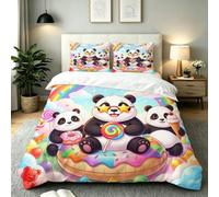 Nuphtun Copripiumino Singolo 135x200 cm Panda Rosa, AQ2