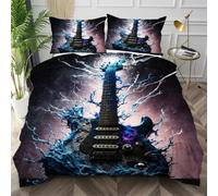 Nuphtun Copripiumino Singolo 150x200 Chitarra Blu, Copriletto Singolo in Microfibra con Cerniera Nascosta, Facile Manutenzione Set di Biancheria da Letto per Adolescenti,AW4503