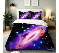Nuphtun Copripiumino Singolo 150x200 Cielo Stellato Viola, Copriletto Singolo in Microfibra con Cerniera Nascosta, Facile Manutenzione Set di Biancheria da Letto per Adolescenti, AW7281