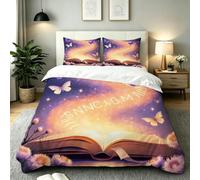 Nuphtun Copripiumino Singolo 150x200 Libro Viola, Copriletto Singolo in Microfibra con Cerniera Nascosta, Facile Manutenzione Set di Biancheria da Letto per Adolescenti, AW8253