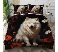 Nuphtun Copripiumino Singolo 150x200 Lupo Bianco, Copriletto Singolo in Microfibra con Cerniera Nascosta, Facile Manutenzione Set di Biancheria da Letto per Adolescenti,AQ1701