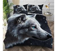 Nuphtun Copripiumino Singolo 150x200 Lupo Bianco, Copriletto Singolo in Microfibra con Cerniera Nascosta, Facile Manutenzione Set di Biancheria da Letto per Adolescenti,AQ759