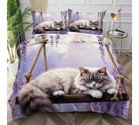 Nuphtun Copripiumino Una Piazza e Mezza Gatto Grigio, Copripiumini 200x200 per Adolescenti Adulti, Antipiega Biancheria da Letto in Microfibra per Camera da Letto Decorazione,AQ2212