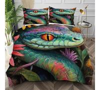 Nuphtun Copripiumino Una Piazza e Mezza Serpenti Verdi, Copripiumini 200x200 per Adolescenti Adulti, Antipiega Biancheria da Letto in Microfibra per Camera da Letto Decorazione,AQ1102