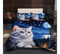 Nuphtun Piumino Extra Large 220x240 | Animale Gatto, Stampa 3D, Tessuto in Microfibra, Cotone 200 GSM, Ampio e Confortevole, Ideale per Famiglie, Comfort Condiviso e Pratico B54
