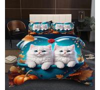 Nuphtun Piumino Extra Large 220x240 | Animale Gatto, Stampa 3D, Tessuto in Microfibra, Cotone 200 GSM, Ampio e Confortevole, Ideale per Famiglie, Comfort Condiviso e Pratico B150