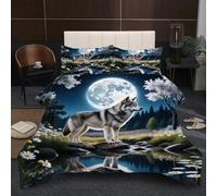 Nuphtun Piumino Letto 135x200 | Animali Lupi, Set con 2 Federe in Microfibra, Ideale per Letti Singoli, Cotone 200 GSM, Avvolgente per la Notte, Sensazione di Calore e Protezione A191