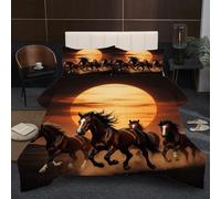 Nuphtun Piumino Matrimoniale 150x200 | Animale Cavallo, Microfibra Ipopolare, Completo di 2 Federe, Per Tutte le Stagioni, Adatto a Studenti, Cotone 200 GSM, Ottimo Rapporto Qualità-Prezzo B366