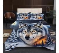 Nuphtun Piumino Matrimoniale 150x200 | Animale Lupo, Microfibra Ipopolare, Completo di 2 Federe, Per Tutte le Stagioni, Adatto a Studenti, Cotone 200 GSM, Ottimo Rapporto Qualità-Prezzo B40