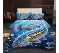 Nuphtun Piumino Matrimoniale 150x200 | Animale Pesce, Microfibra Ipopolare, Completo di 2 Federe, Per Tutte le Stagioni, Adatto a Studenti, Cotone 200 GSM, Ottimo Rapporto Qualità-Prezzo B278