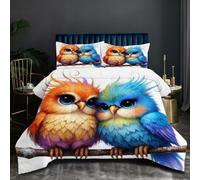 Nuphtun Piumino Matrimoniale 150x200 | Civetta Colorata, Microfibra Ipopolare, Completo di 2 Federe, Per Tutte le Stagioni, Adatto a Studenti, Cotone 200 GSM, Ottimo Rapporto Qualità-Prezzo D60