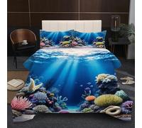 Nuphtun Piumino Matrimoniale 150x200 | Mondo Sommerso, Microfibra Ipopolare, Completo di 2 Federe, Per Tutte le Stagioni, Adatto a Studenti, Cotone 200 GSM, Ottimo Rapporto Qualità-Prezzo A376