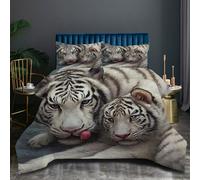 Nuphtun Piumino Matrimoniale 220x240 Tigre Bianca, Coperta Trapunta 220x240 di Microfibra Adatto a Tutte le Stagioni, Traspirante & Resistentee Biancheria da Letto per Famiglia