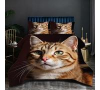 Nuphtun Piumino Queen Size 200x200 cm | Gatto Marrone, Peso 1.8 kg, Microfibra Soffice con 2 Federe, Per Letti Ampi, Lusso e Comfort in Ogni Notte, Imbottitura in Cotone O208