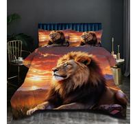 Nuphtun Piumino Queen Size 200x200 cm | Leone Marrone, Peso 1.8 kg, Microfibra Soffice con 2 Federe, Per Letti Ampi, Lusso e Comfort in Ogni Notte, Imbottitura in Cotone O200