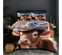 Nuphtun Piumino Queen Size 200x200 cm | Mucca Marrone, Peso 1.8 kg, Microfibra Soffice con 2 Federe, Per Letti Ampi, Lusso e Comfort in Ogni Notte, Imbottitura in Cotone O302