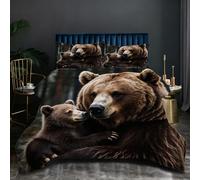 Nuphtun Piumino Queen Size 200x200 cm | Orso Grigio Marrone, Peso 1.8 kg, Microfibra Soffice con 2 Federe, Per Letti Ampi, Lusso e Comfort in Ogni Notte, Imbottitura in Cotone O196