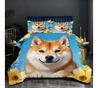 Nuphtun Piumino Queen Size 200x200 cm | Shiba Inu Marrone, Peso 1.8 kg, Microfibra Soffice con 2 Federe, Per Letti Ampi, Lusso e Comfort in Ogni Notte, Imbottitura in Cotone O78