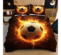 Nuphtun Set Biancheria da Letto Matrimoniale 240x260 Pallone Da Calcio Giallo, Reversibile Copripiumino 240x260 con Cerniera, Morbido Microfibra Copripiumini Adatto a Tutte le Stagioni