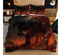 Nuphtun Set Biancheria da Letto Singolo 135x200 cm Cane Rosso, Copripiumino Singolo 135x200 cm con 2 Federe 50x80, Copripiumini In Morbida Microfibra per Bambini Adulti