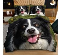 Nuphtun Set Biancheria da Letto Singolo 150x200 cm Cane Verde, Lavabile in Lavatrice Copripiumino 150x200 en Microfibra, 3D Motivo Copripiumini con Cerniera + 2 Federe