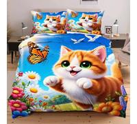 Nuphtun Set Copripiumino 220x240 Animale Gatto, Stampa 3D Esclusiva con 2 Federe | Dimensioni Extra Large per Letti Maestosi, Tessuto in Microfibra di Lusso, Setoso e Resistente B101
