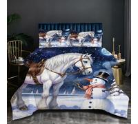 Nuphtun Set Copripiumino 220x240 cm Animale Cavallo, Set 3D con Misura Speciale Allungata, Microfibra Ipopiegante e Semplice da Gestire, Un Investimento in Comfort e Stile H294-