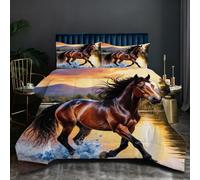 Nuphtun Set Copripiumino 220x240 cm Animale Cavallo, Set 3D con Misura Speciale Allungata, Microfibra Ipopiegante e Semplice da Gestire, Un Investimento in Comfort e Stile H286-