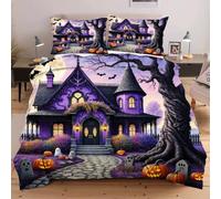 Nuphtun Set Copripiumino 220x240 cm Casa Stregata, Set 3D con Misura Speciale Allungata, Microfibra Ipopiegante e Semplice da Gestire, Un Investimento in Comfort e Stile A23