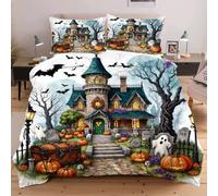 Nuphtun Set Copripiumino 220x240 cm Casa Stregata, Set 3D con Misura Speciale Allungata, Microfibra Ipopiegante e Semplice da Gestire, Un Investimento in Comfort e Stile A7