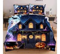 Nuphtun Set Copripiumino 220x240 cm Casa Stregata, Set 3D con Misura Speciale Allungata, Microfibra Ipopiegante e Semplice da Gestire, Un Investimento in Comfort e Stile A6