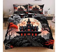 Nuphtun Set Copripiumino 220x240 cm Casa Stregata, Set 3D con Misura Speciale Allungata, Microfibra Ipopiegante e Semplice da Gestire, Un Investimento in Comfort e Stile A17