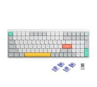nuphy Air96 v2 Tastiera Meccanica QMK/VIA, 96% Tastiera wireless a basso profilo, Bluetooth 5.1, 2.4GHz e connessione cablata, compatibile con sistemi Windows e Mac - Ionic White Switch Wisteria