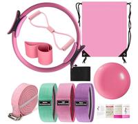 Nuplot Kit essenziale per pilates da donna, kit per yoga e pilates per allenamenti a casa con anello e set di palline, fasce per bottini, fascia di resistenza figura 8, fascia da yoga per stretching