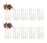 Nuptio 10 Pezzi Centrotavola per Matrimoni Vasi D'oro 60cm Altezza Supporto per Fiori Pavimento Metallo Colonna Vaso Centrotavola Geometrico Stand Espositore Rettangolare Decorazione Feste Matrimoni