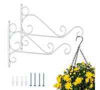 Nuptio 2 Pezzi Staffa per Cesto Appeso Bianco, 30cm Lunghezza Staffe per Appendere Parete Ganci, Staffa per Piante Sospese, Ganci per Appendere Giardino, Staffa per Esterni Lanterne Piante