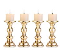 Nuptio 4 Pezzi Portacandele in Colonna di Ferro, Candelabro di Tavolo per Decorazione Matrimoni, Oggetti di Scena Cena a Lume di Candela, Decorazioni Candelabro