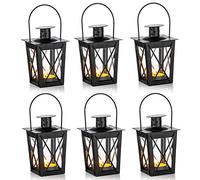 Nuptio 6 Pezzi Vintage Mini Lanterne Decorative in Metallo Portacandele Tealight, Portacandele a LED Tea Light Decorazione per Feste di Compleanno Centrotavola Matrimonio, Nero (5 Pezzi + 1 Pz)