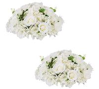 Nuptio Bouquet Palline Fiori 2 Pezzi 40cm Diametro Bianco Fiori Finti Palline di Rose per Centrotavola Tavoli - Grandi Composizioni Rose Artificiali Bouquet Fiori per Decorazioni di Nozze