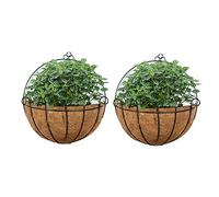 Nuptio Fioriera Sospesa 2 Pezzi Fioriera Sospesa Metallo Fioriera Sospesa Cestino Metallo Fioriera Sospesa Metallo con Fodere in Cocco per Fioriere, Filo Fioriere Sospese Grandi per Piante Esterno