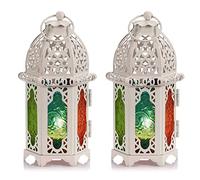 NUPTIO Lanterne da Interno da Arredo Bianca: 2 Pezzi Portacandele Tealight
